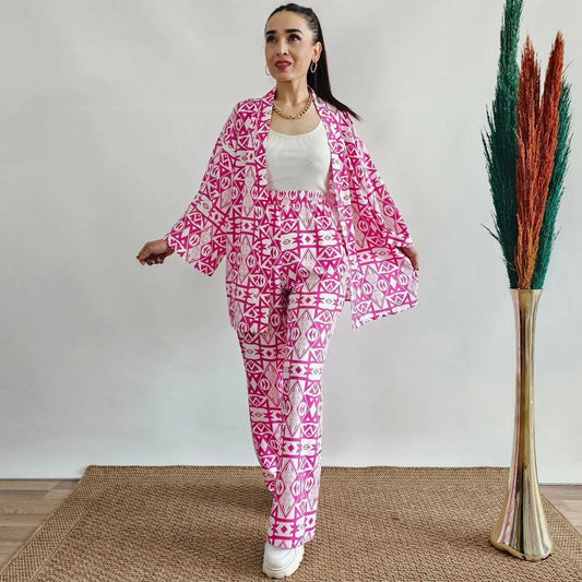 Zebra Print Cotton Lawn Co-Ord Set Pink Medium to XL