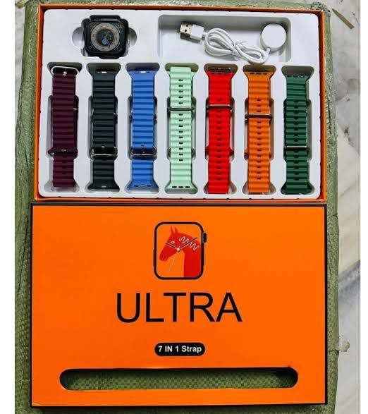 Premium Ultra Smart Watch with 7 Straps, Bluetooth Call & Health Tracking